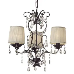 Lampadario FM-LYRA 3940 3 luci classico cristallo ferro battuto paralumi interno E14 IP20