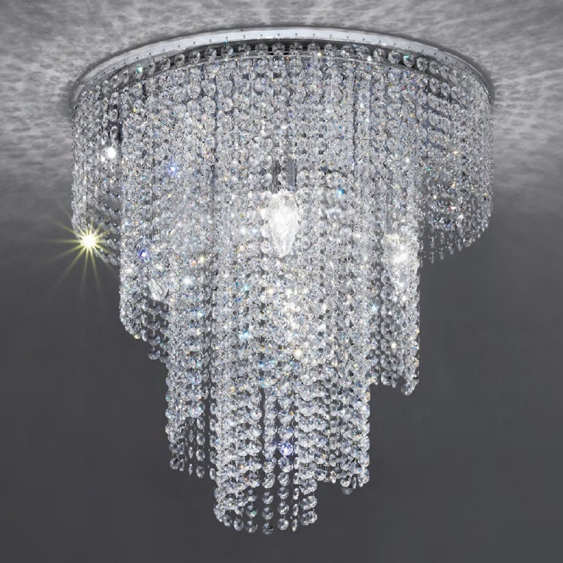 Plafoniera PD-QUEEN 234 PLC E14 LED cristallo trasparente lampada soffitto multiluce moderna interno