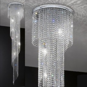 PD-QUEEN plafonnier 234 PLL E14 LED transparent cristal lampe plafond gouttes pendentifs internes
