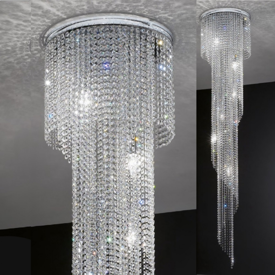 Plafoniera PD-QUEEN 234 PLL E14 LED cristallo trasparente lampada soffitto gocce pendagli interno