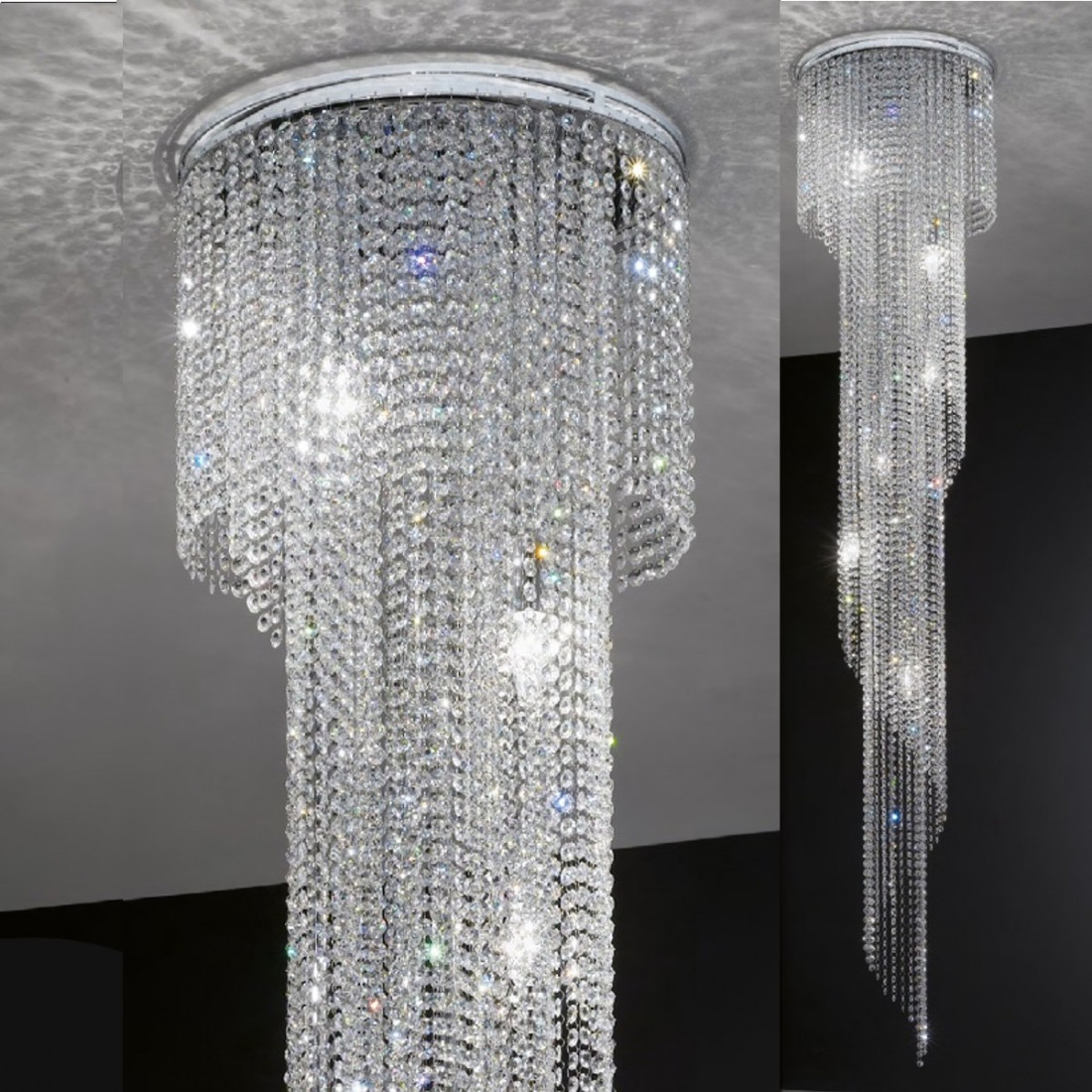 PD-QUEEN plafonnier 234 PLL E14 LED transparent cristal lampe plafond gouttes pendentifs internes