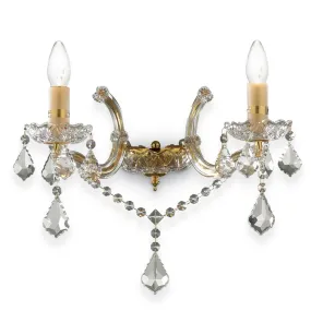 Applique ID-FLORIAN AP2 ORO E14 classico vetro cristallo molato gocce trasparenti interno IP20
