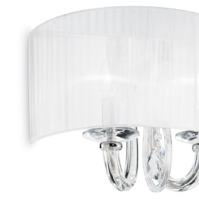 Applique ID-SWAN AP2 E14 LED blanc cristal transparent abat-jour en verre soufflé tissu organza interne IP20
