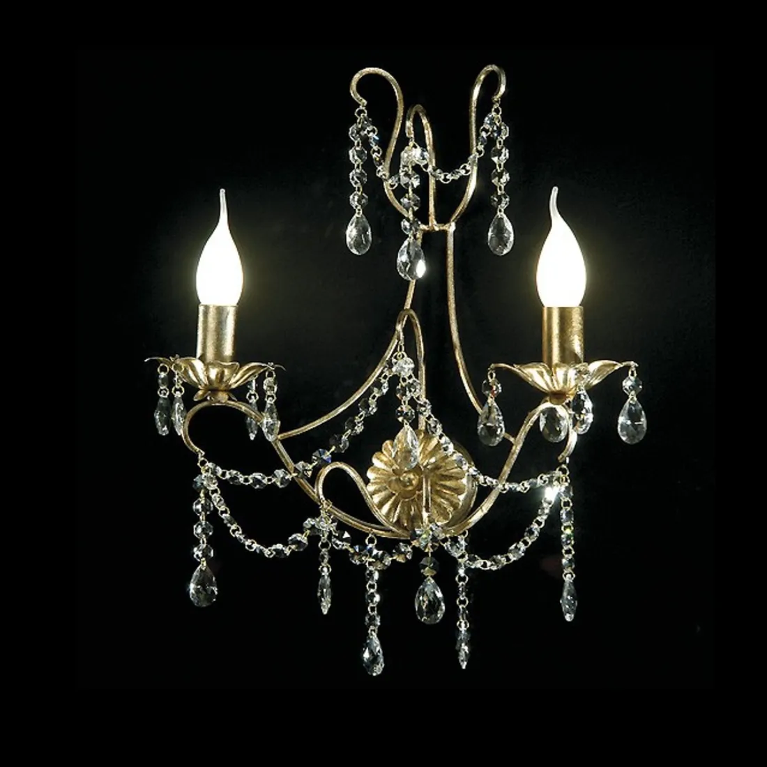 Applique FM-IRIDE 6980 E14 LED ferro battuto artigianale fiorentino lampada parete classica cristallo