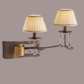 Applique FA-ATHENE AH31 E14 LED 2 luci metallo paralumi stoffa lampada parete classica elegante interno