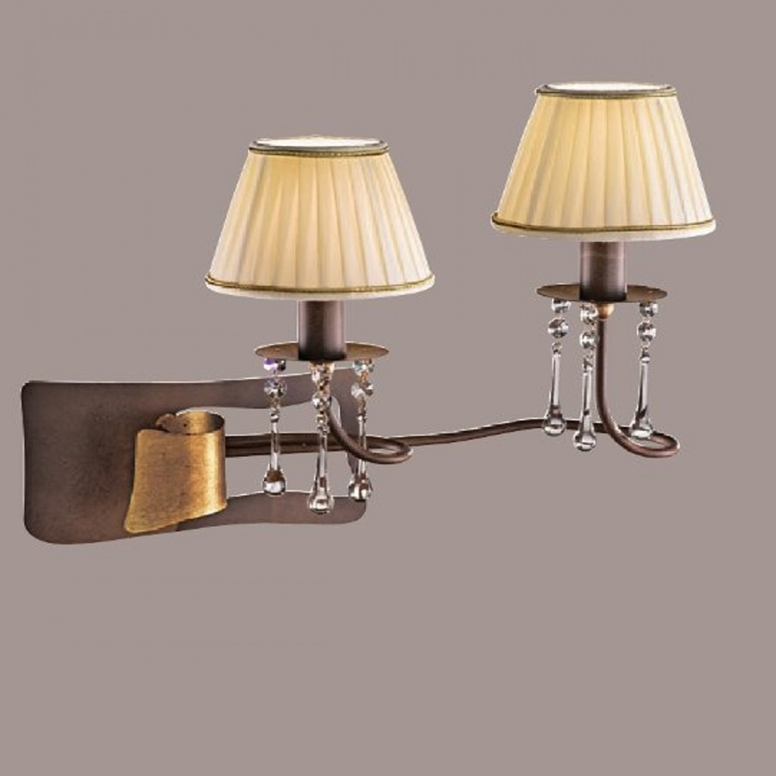 Applique FA-ATHENE AH31 E14 LED 2 luci metallo paralumi stoffa lampada parete classica elegante interno