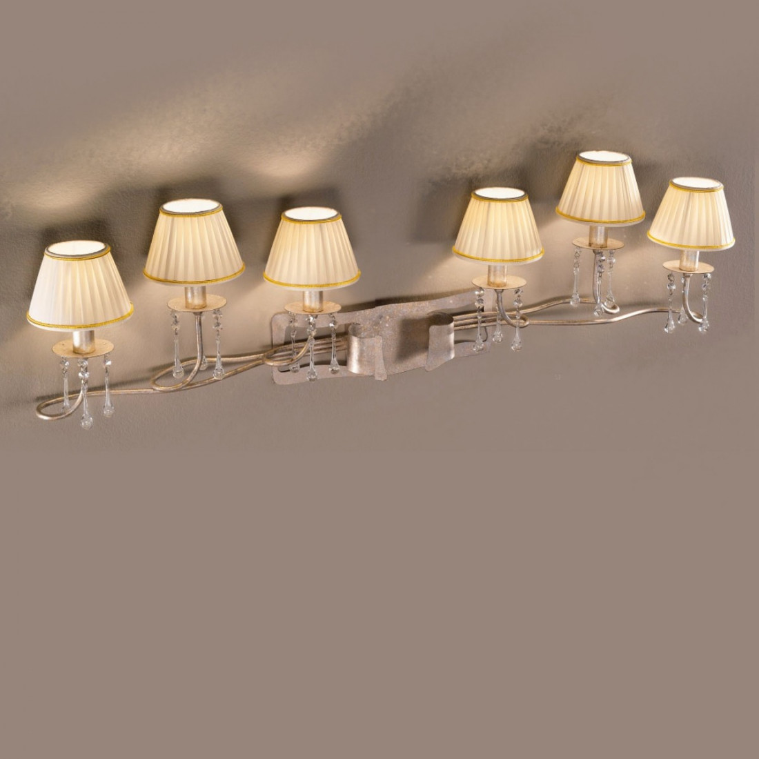 Applique FA-ATHENE AH34 E14 LED 6 luci metallo paralumi stoffa lampada parete classica elegante interno