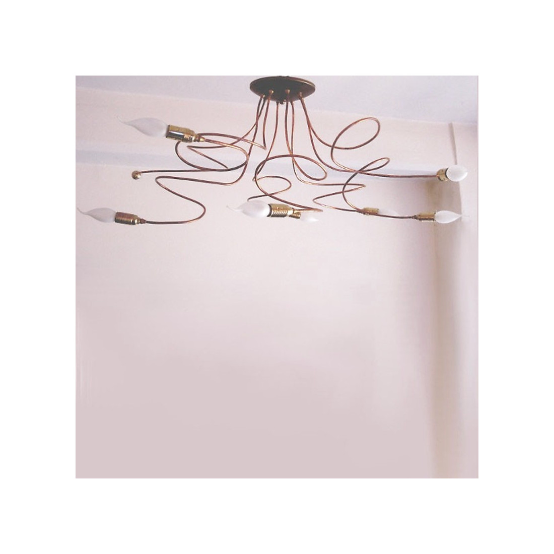 Plafoniera BA-ILARIA 8 luci lampada soffitto ottone rame modellabile interno E14 IP20