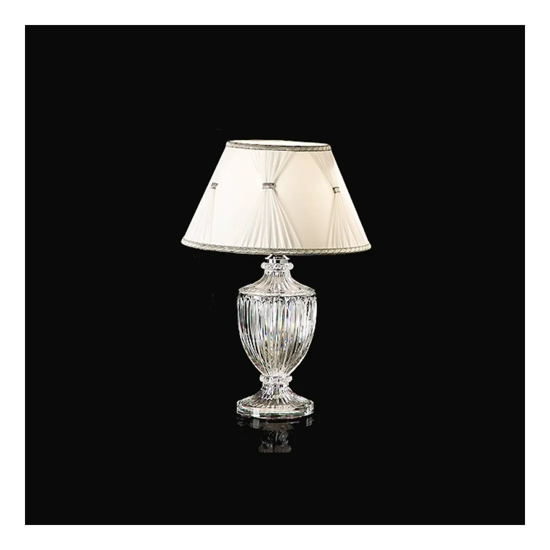 Abat-jour FM-CHARLOTTE 1001 LTP H46 E14 LED verre cristal lampe de table abat-jour cône empire soie intérieur fait main