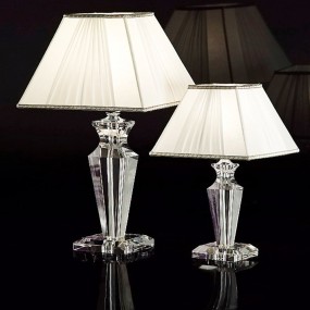Abat-jour FM-CECILE 1003 LT LED lampe de table classique abat-jour en cristal de verre, tissu artisanal à l'intérieur