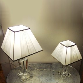 Abat-jour FM-CECILE 1003 LT LED lampe de table classique abat-jour en cristal de verre, tissu artisanal à l'intérieur