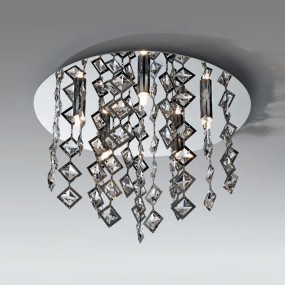 Plafoniera Illuminando GALASSIA P G9 LED 5 luci lampada soffitto cristalli quadrati trasparenti moderna interno