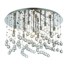 Plafoniera ID-MOONLIGHT PL12 luci G9 metallo cromo moderna sfere cristallo trasparente lampada soffitto interno IP20