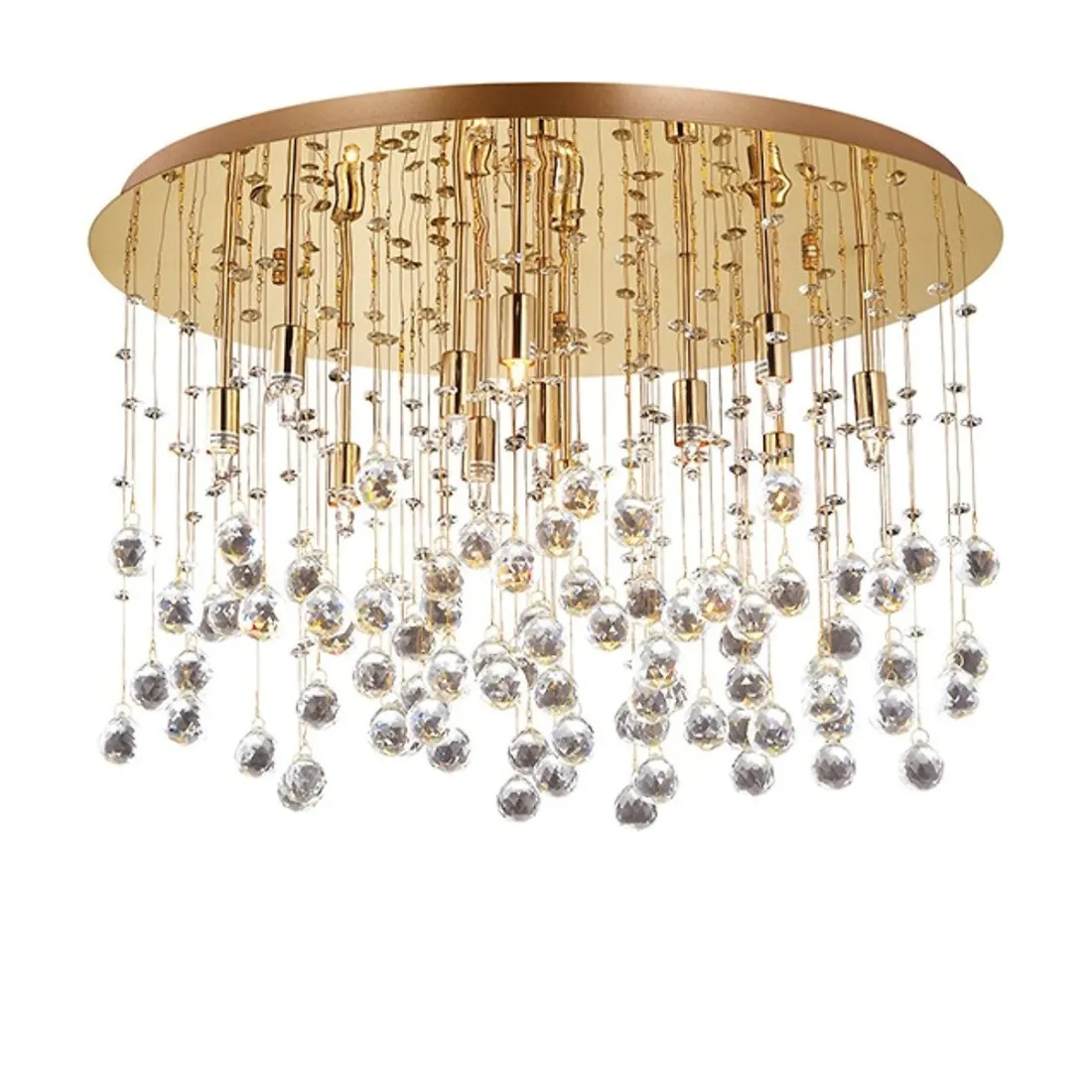 Plafonnier ID-MOONLIGHT PL12, lampes G9, métal doré, sphères modernes, cristal transparent, plafonnier intérieur IP20