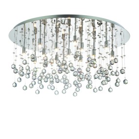 Plafoniera ID-MOONLIGHT PL15 G9 LED metallo cromo moderna sfere cristallo trasparente lampada soffitto interno IP20