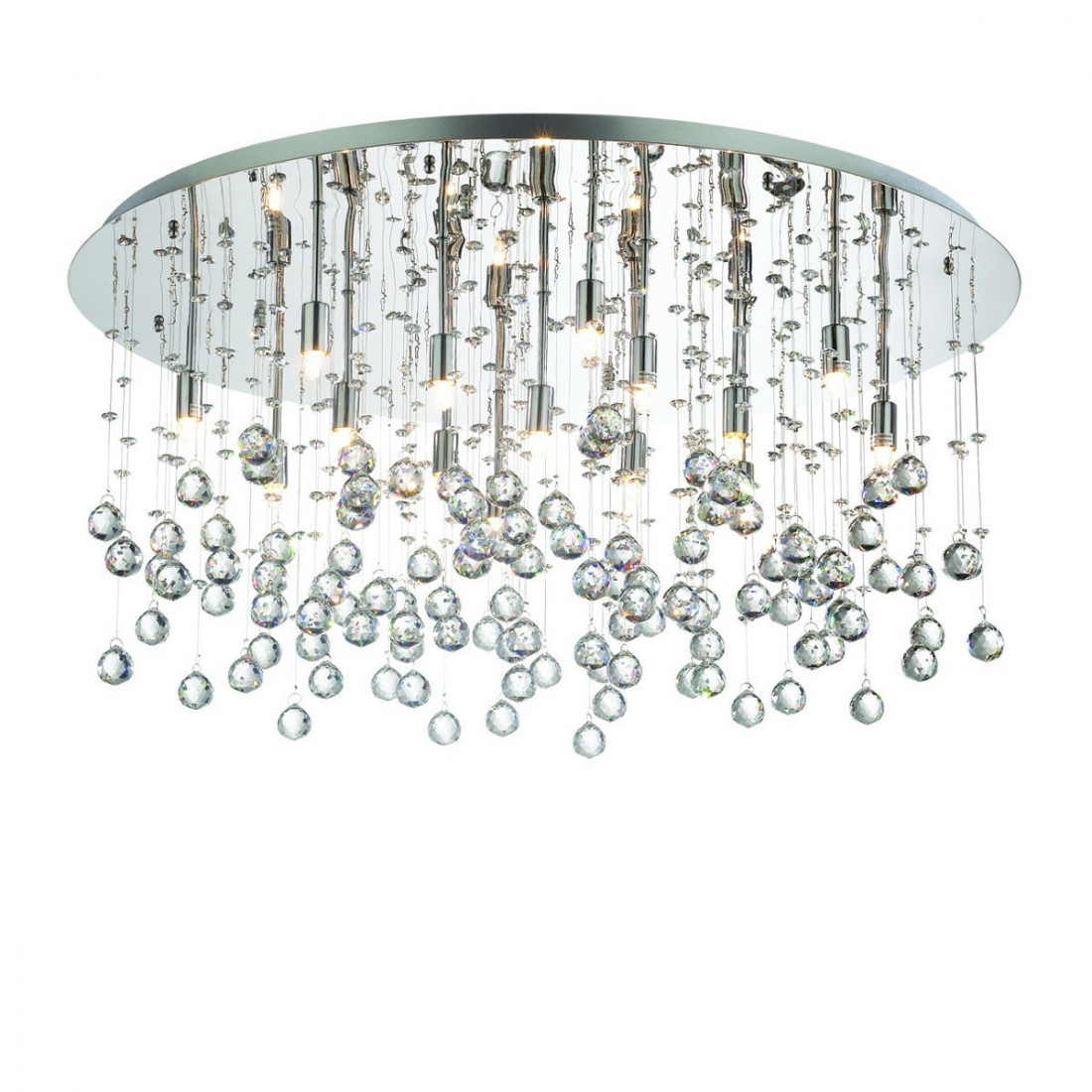 Plafoniera ID-MOONLIGHT PL15 luci G9 metallo cromo moderna sfere cristallo trasparente lampada soffitto interno IP20