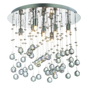 Plafoniera ID-MOONLIGHT PL8 luci G9 metallo cromo moderna sfere cristallo trasparente lampada soffitto interno IP20