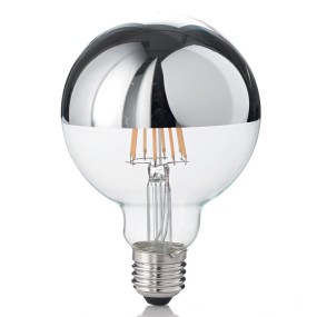 Ampoule ID-CLASSIC E27 8W 520LM 9.5cm globe chromé lumière chaude à l'intérieur