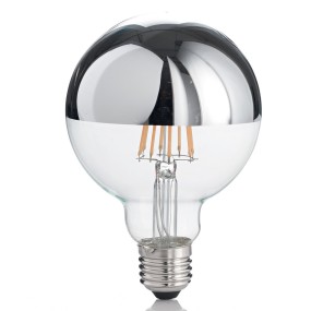 Ampoule LED ID-CLASSIC E27 8W 520LM 9,5cm globe dôme chromé lumière chaude à l'intérieur