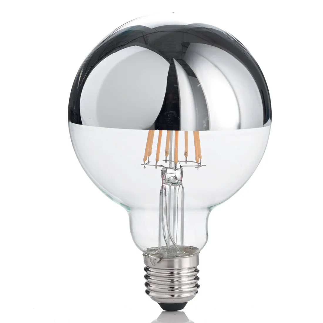 Ampoule ID-CLASSIC E27 8W 520LM 9.5cm globe chromé lumière chaude à l'intérieur