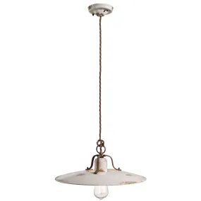 Lampadario FE-COUNTRY RETRO C1443 40CM E27 LED  ceramica artigianale treccia sospensione classica rustica interno