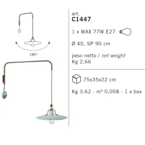 Braccio FE-COUNTRY RETRO' C1447 E27 LED 40CM ceramica invecchiata retrò vintage applique classica rustica interno