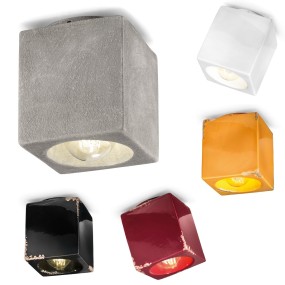 Plafoniera FE-VINTAGE C987 E27 LED 12x12 cubo ceramica invecchiata vintage lampada soffitto classica rustica interno