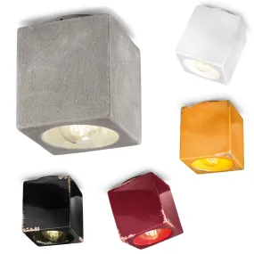 Plafoniera FE-VINTAGE C987 E27 LED 12x12 cubo ceramica invecchiata vintage lampada soffitto classica rustica interno
