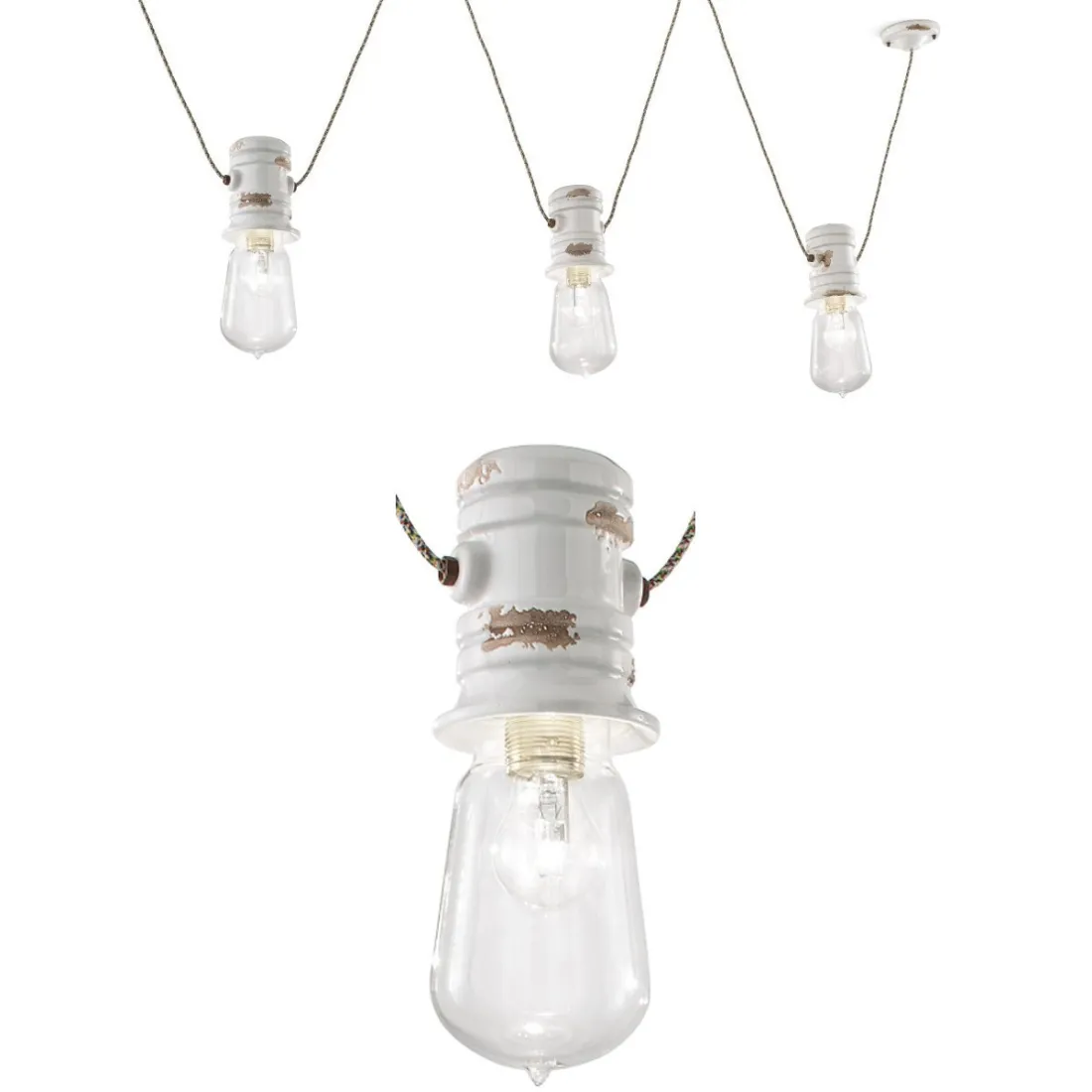 FE-URBAN RETRO C1523 E27 applique murale LED tressé céramique artisanal lampe en verre rustique classique mur intérieur