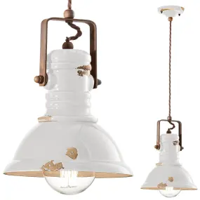 Sospensione FE-INDUSTRIAL C1691 E27 LED ceramica retrò artigianale cupola multiluce classico rustico interno