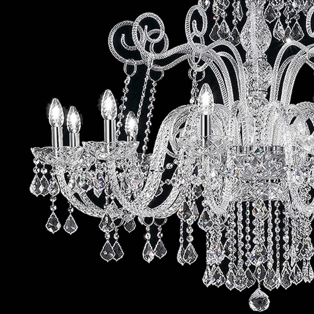 Lustre LED SY-DANDOLO 947 E14, verre de Murano classique, suspension interne