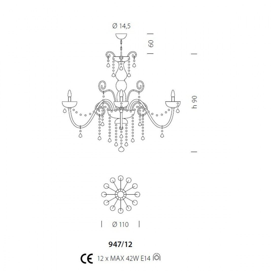 Lampadario DANDOLO 947 12 Sylcom