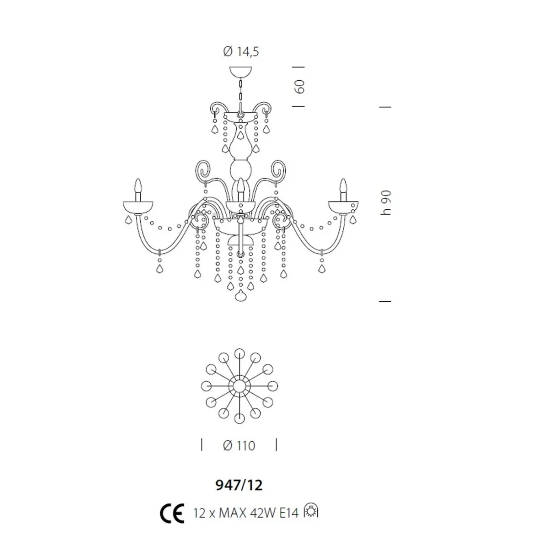 Lampadario DANDOLO 947 12 Sylcom