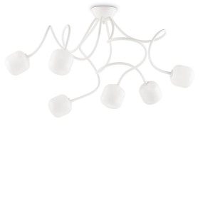 Plafoniera ID-OCTOPUS PL6 BIANCO G9 LED bracci flessibili lampada soffitto moderno vetro multiluce interno