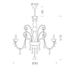 Lampadario SY-DANDOLO 949 E14 LED 8 luci classica vetro murano sospensione interno