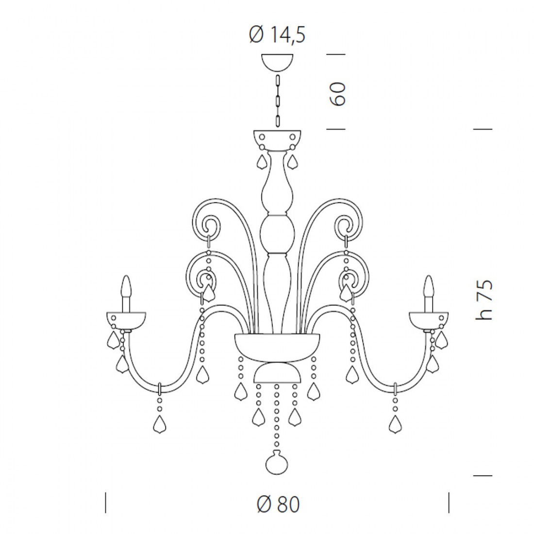 Lampadario SY-DANDOLO 949 E14 LED 8 luci classica vetro murano sospensione interno