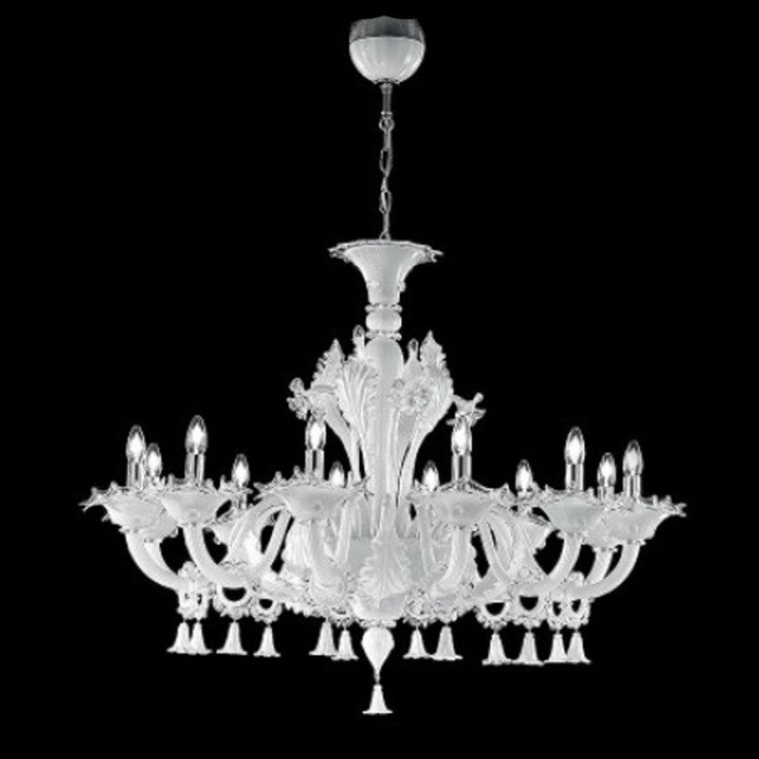 SY-GIUSTINIAN 1377 12 LUMIÈRES Lustre LED E14, pendentif classique en verre de Murano à l'intérieur