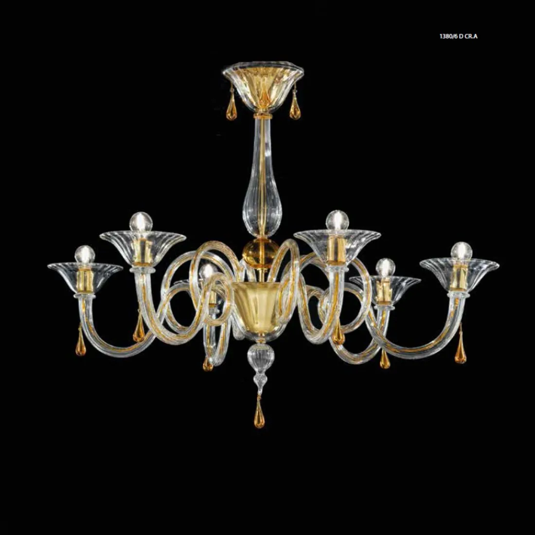 Plafoniera SY-DOLFIN 1380 6 LUCI E14 LED classica lampada soffitto multiluce vetro murano interno