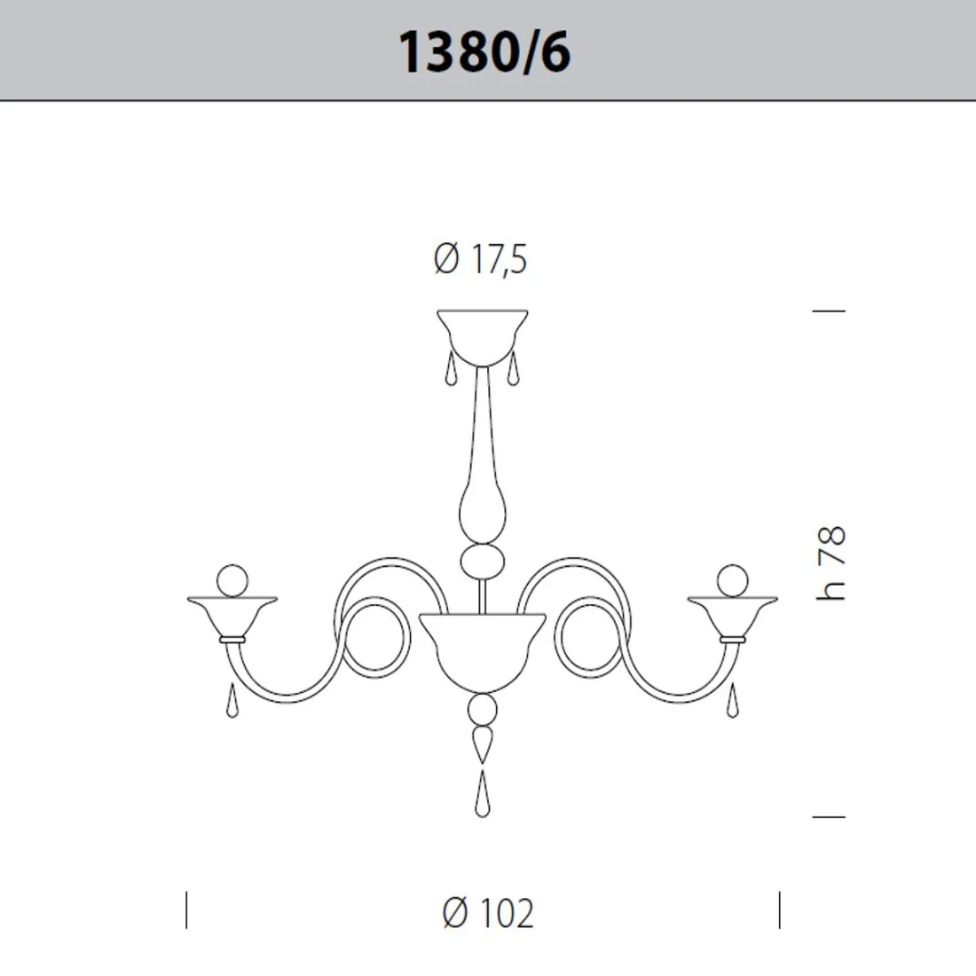 Plafoniera SY-DOLFIN 1380 6 LUCI E14 LED classica lampada soffitto multiluce vetro murano interno