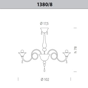 Plafoniera SY-DOLFIN 1380 8 LUCI E14 LED classica lampada soffitto multiluce vetro murano interno