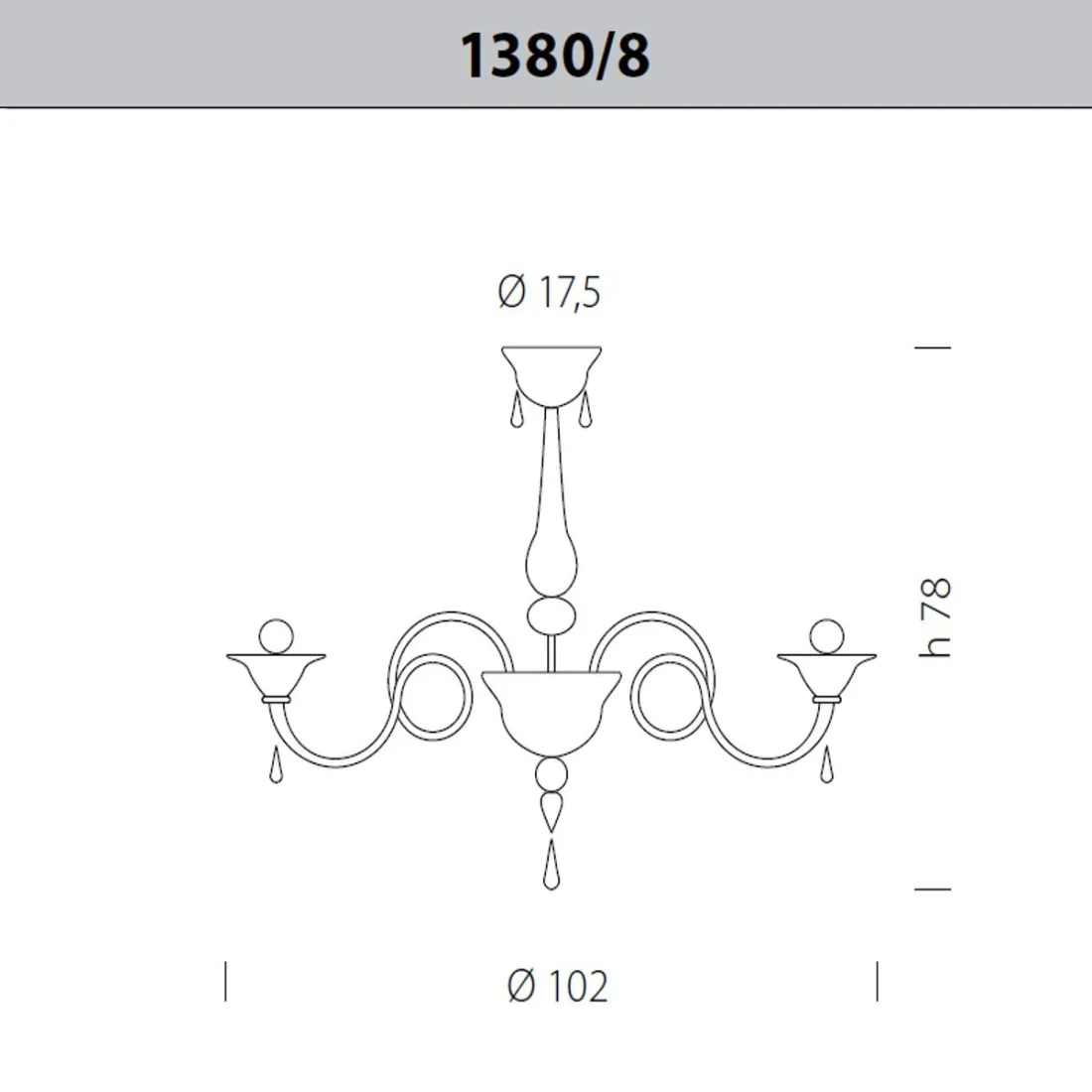 Plafoniera SY-DOLFIN 1380 8 LUCI E14 LED classica lampada soffitto multiluce vetro murano interno