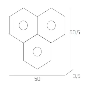 Plafoniera TP-HEXAGON 1142 3L A3 GX53 LED metallo esagonale lampada parete soffitto moderna interno