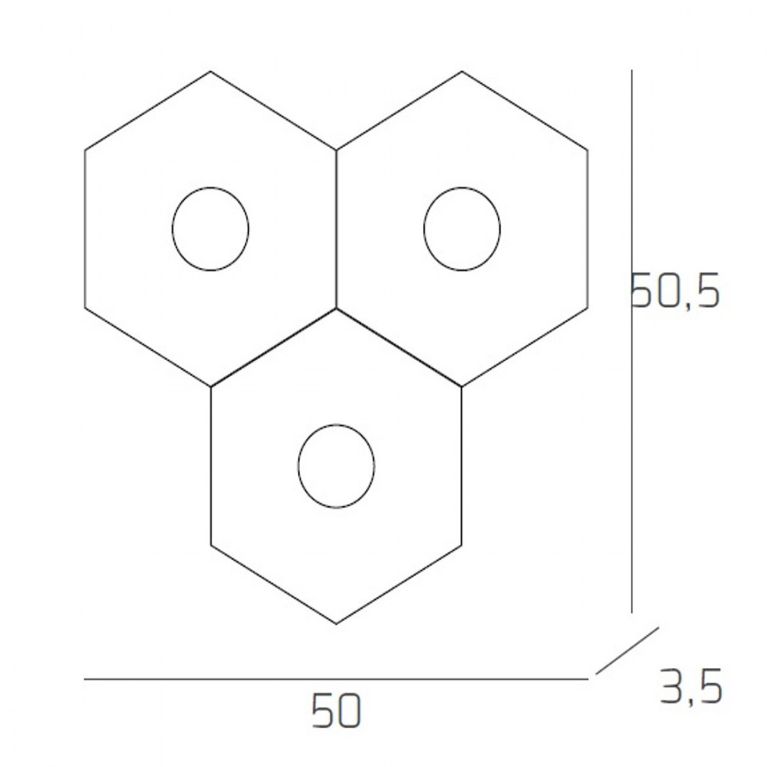 Plafoniera TP-HEXAGON 1142 3L A3 GX53 LED metallo esagonale lampada parete soffitto moderna interno