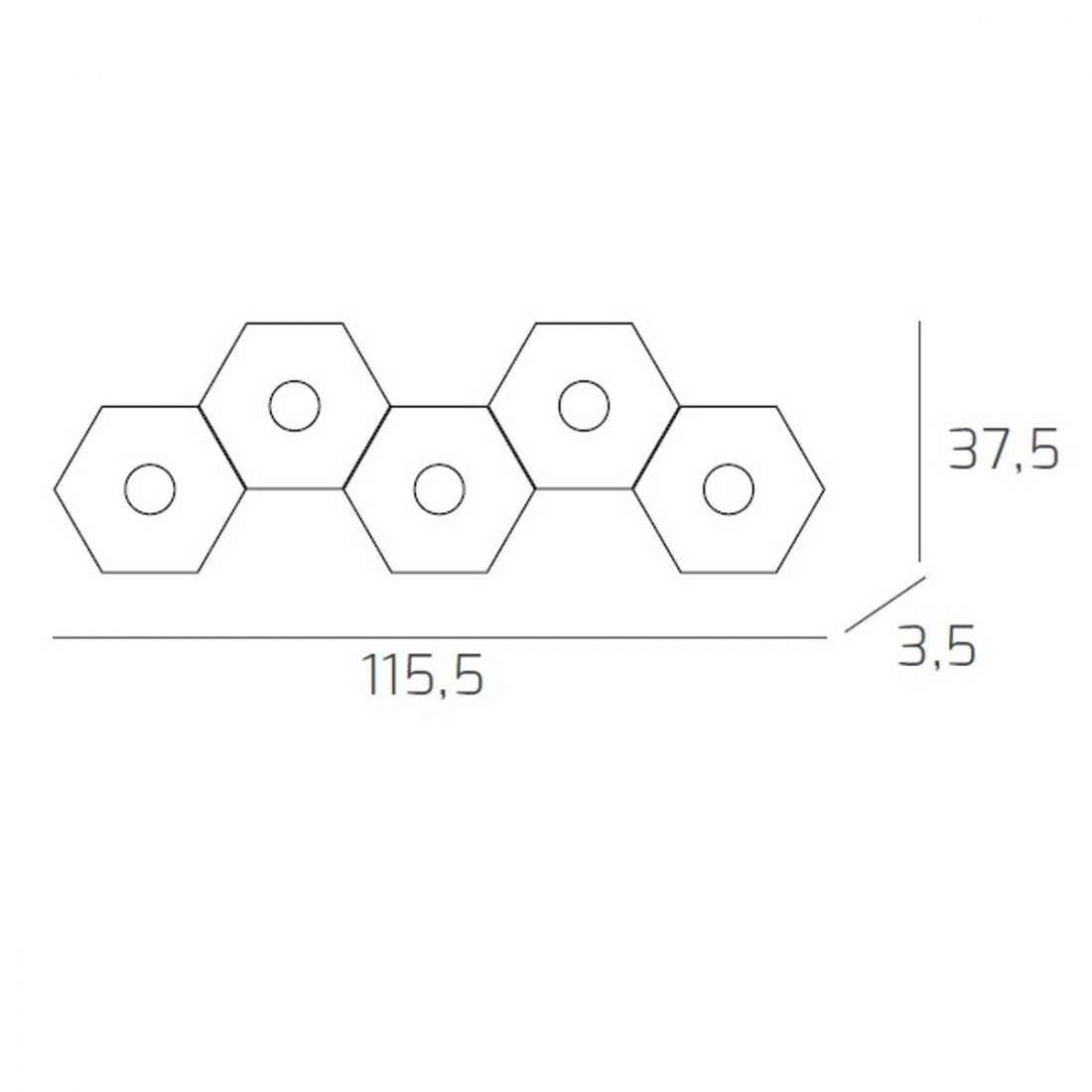 Plafoniera TP-HEXAGON 1142 5L A2 GX53 LED metallo esagonale lampada parete soffitto moderna interno