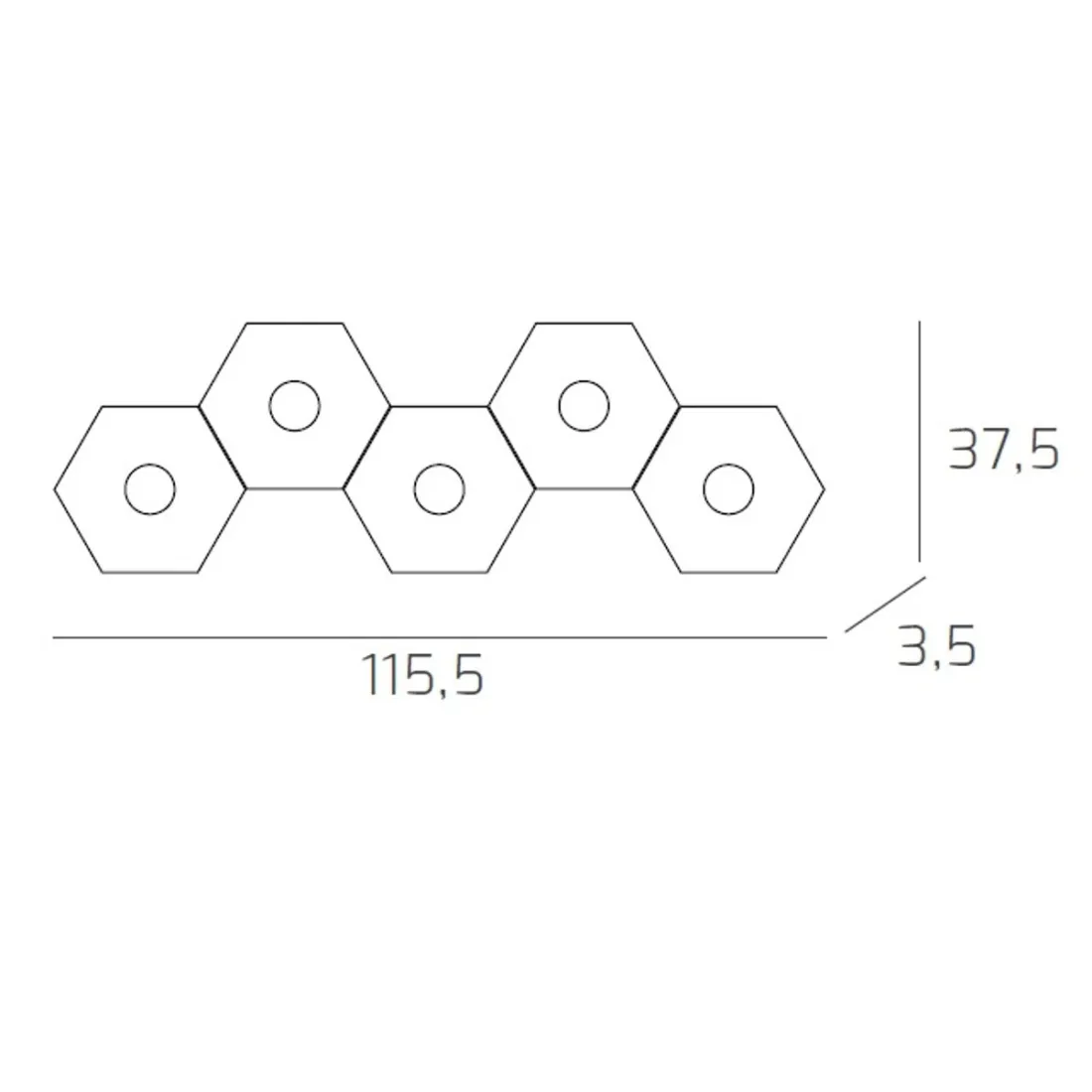 Plafonnier TP-HEXAGON 1142 5L A2 GX53 LED lampe hexagonale en métal plafond mur intérieur moderne