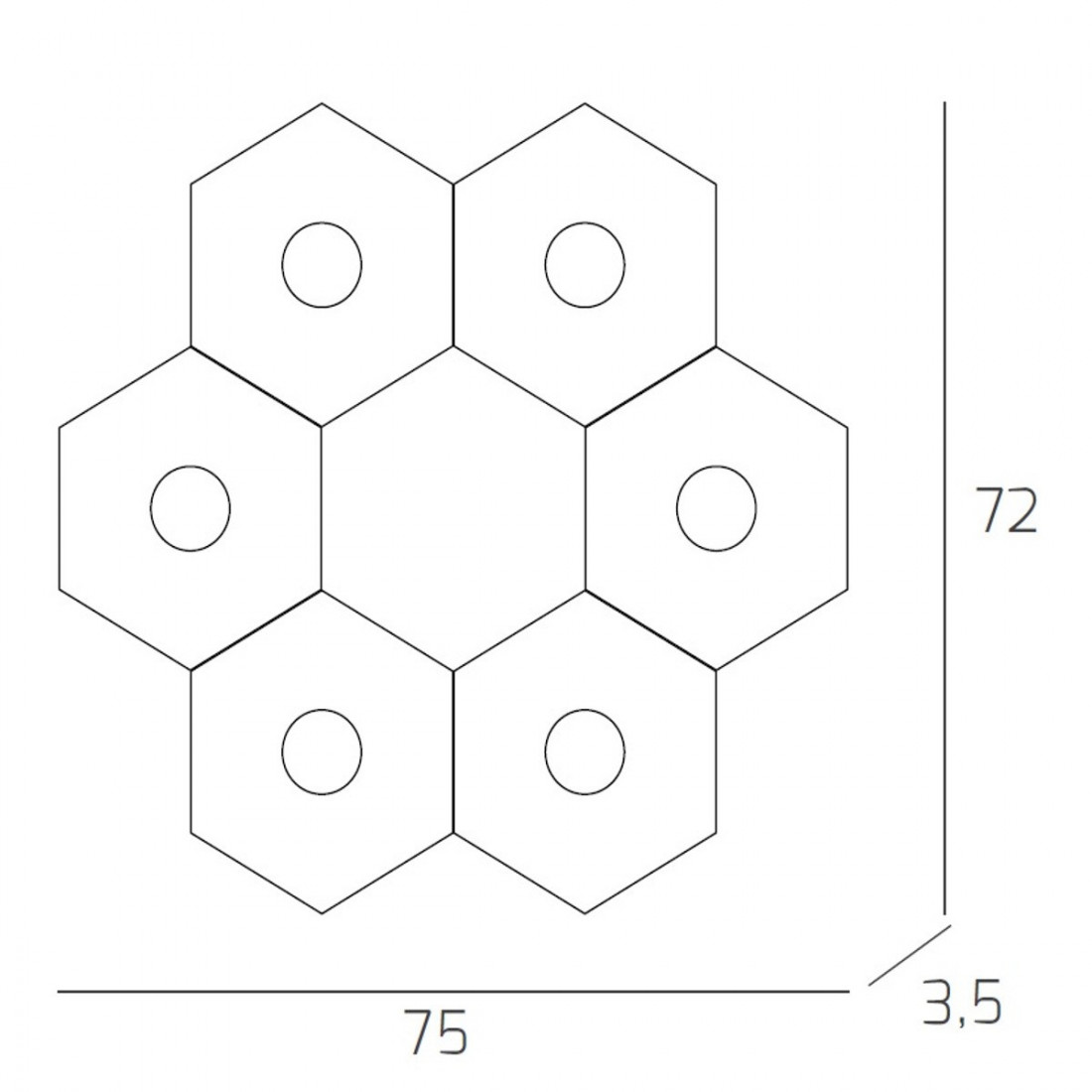 Plafoniera TP-HEXAGON 1142 6L A3 GX53 LED tonda metallo lampada parete soffitto multiluce moderna interno