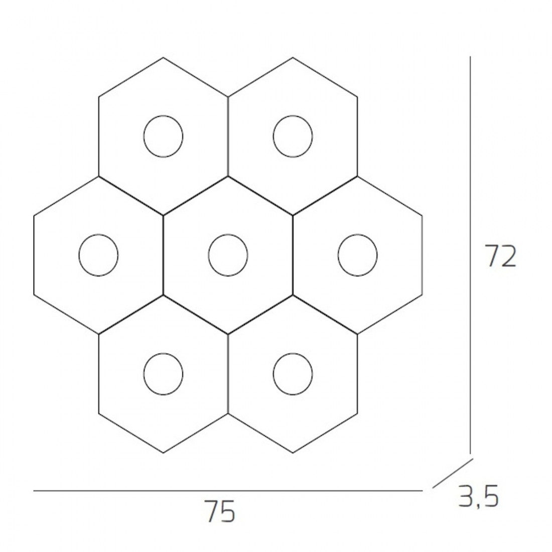 Plafoniera TP-HEXAGON 1142 7L GX53 LED tonda metallo lampada parete soffitto multiluce moderna interno