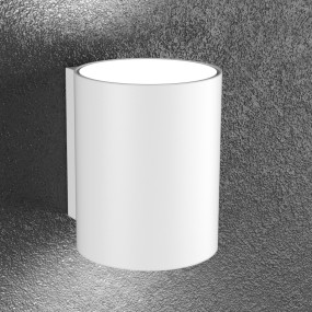 Applique cylindrique 2 lumières hauteur 10cm, blanc, gris, métal sable.