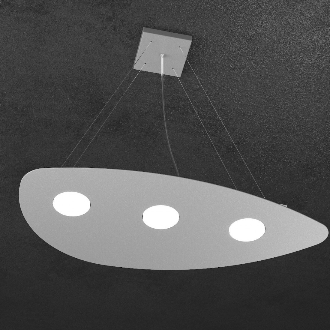 Suspension TP-SHAPE 1143 S3 + 2 GX53 LED blanc métal gris lustre sable triangle intérieur moderne