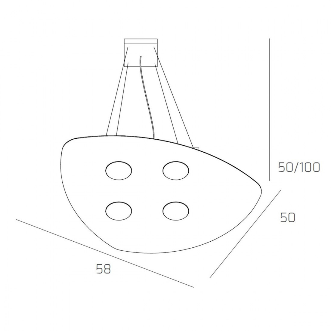 Suspension TP-SHAPE 1143 S4 + 2 GX53 LED blanc métal gris lustre sable triangle intérieur moderne